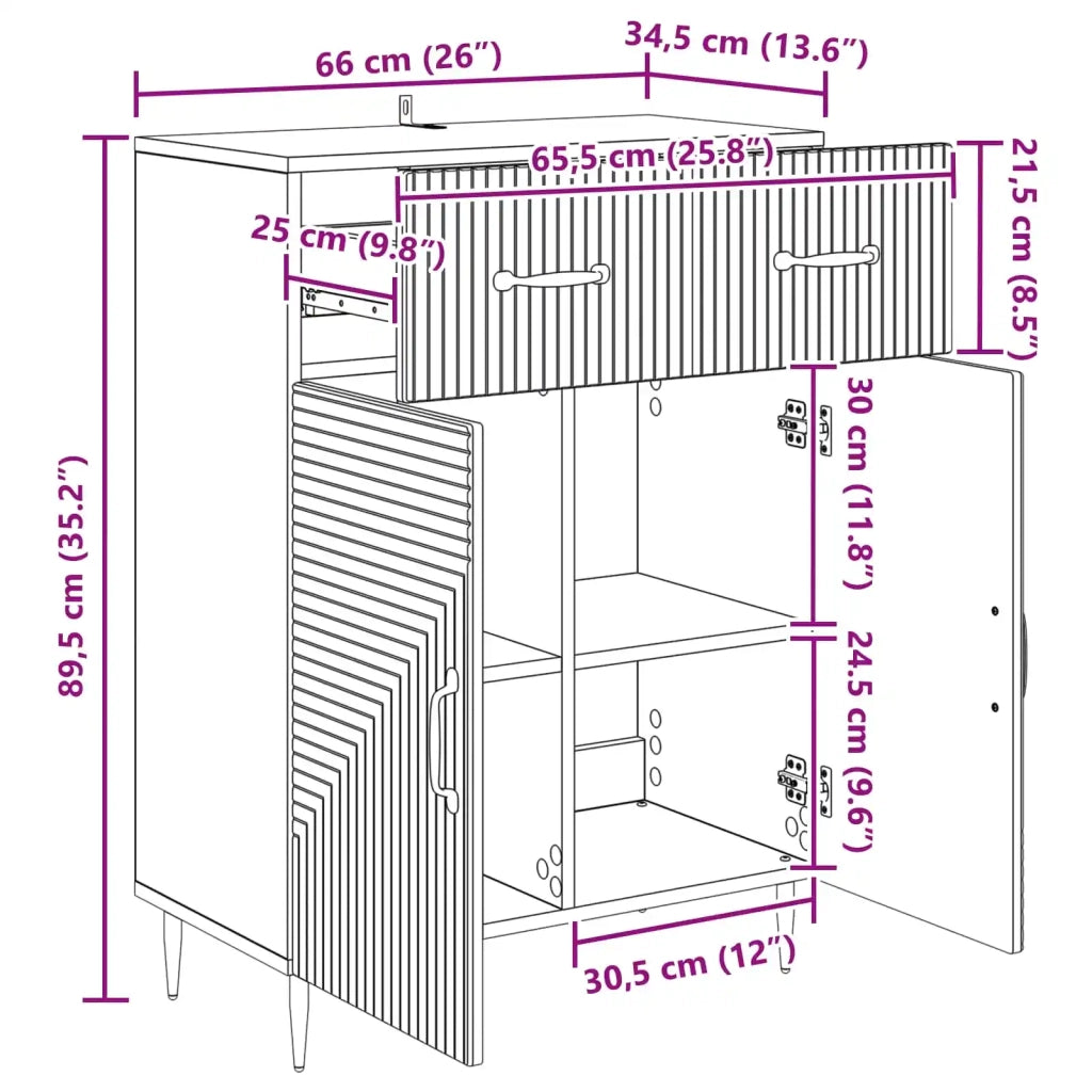 Credenza Legno antico 66 x 34,5 x 89,5 cm Legno ingegnerizzato 894873