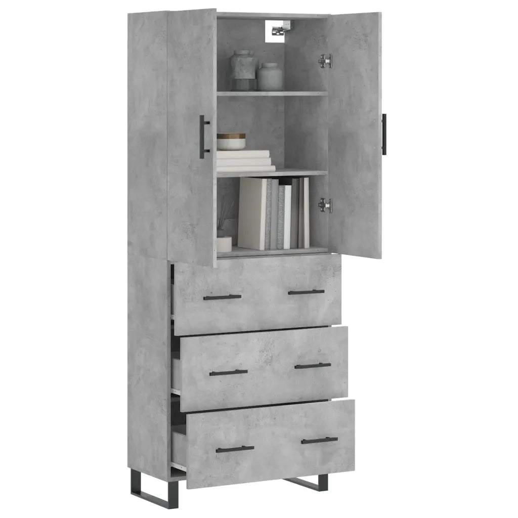 vidaXL Credenza Grigio Cemento 69,5x34x180 cm in Legno Multistrato