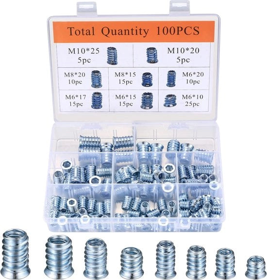 100 viti a spillo, testa a spillo M6/M8/M10, viti a spillo con dente interno in viti a spillo a dente a sei, viti a sei denti per mobili in legno