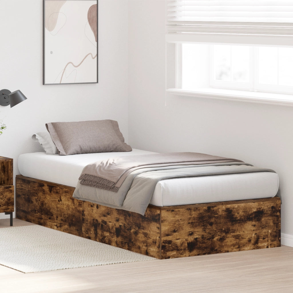 Struttura letto con contenitore in rovere affumicato 75x190 cm
