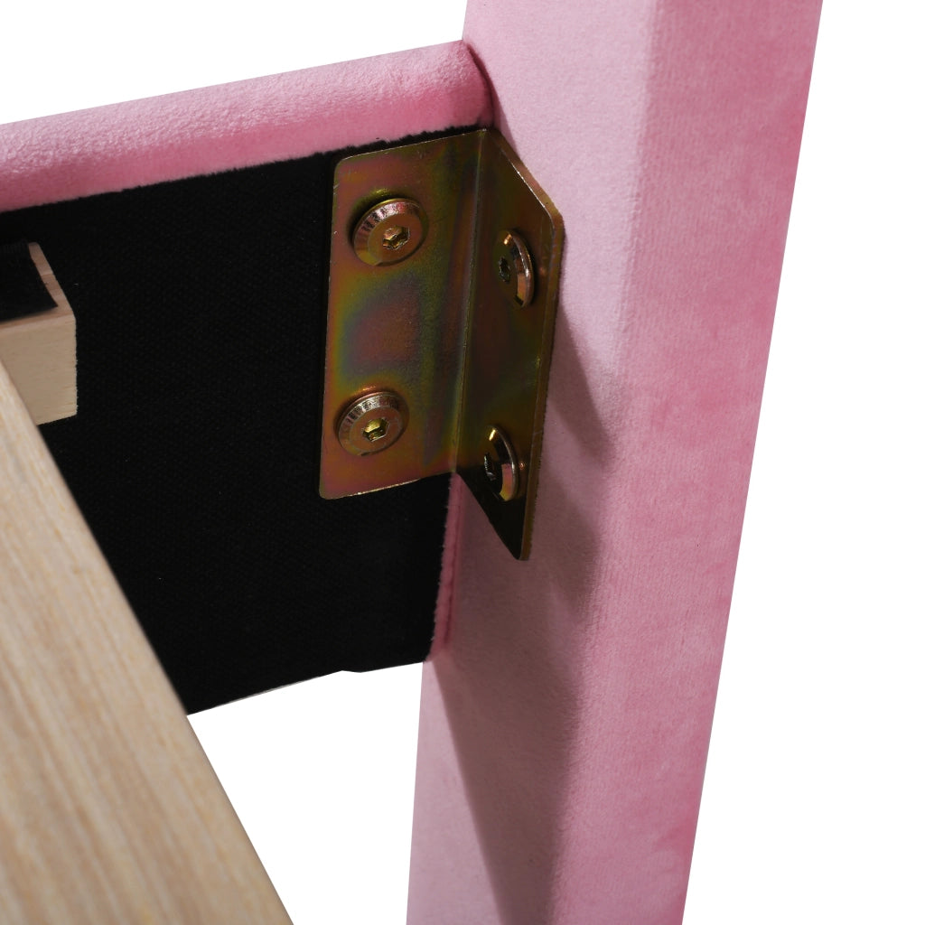 DESMIU Letto Singolo 1 Posto con Testiera Floreale, 90 × 200 cm, senza materasso, Imbottito, Rosa