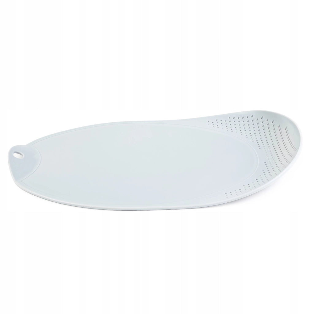Tagliere da cucina in plastica KADAX con scolapiatti e manico, grigio, 38x25 cm
