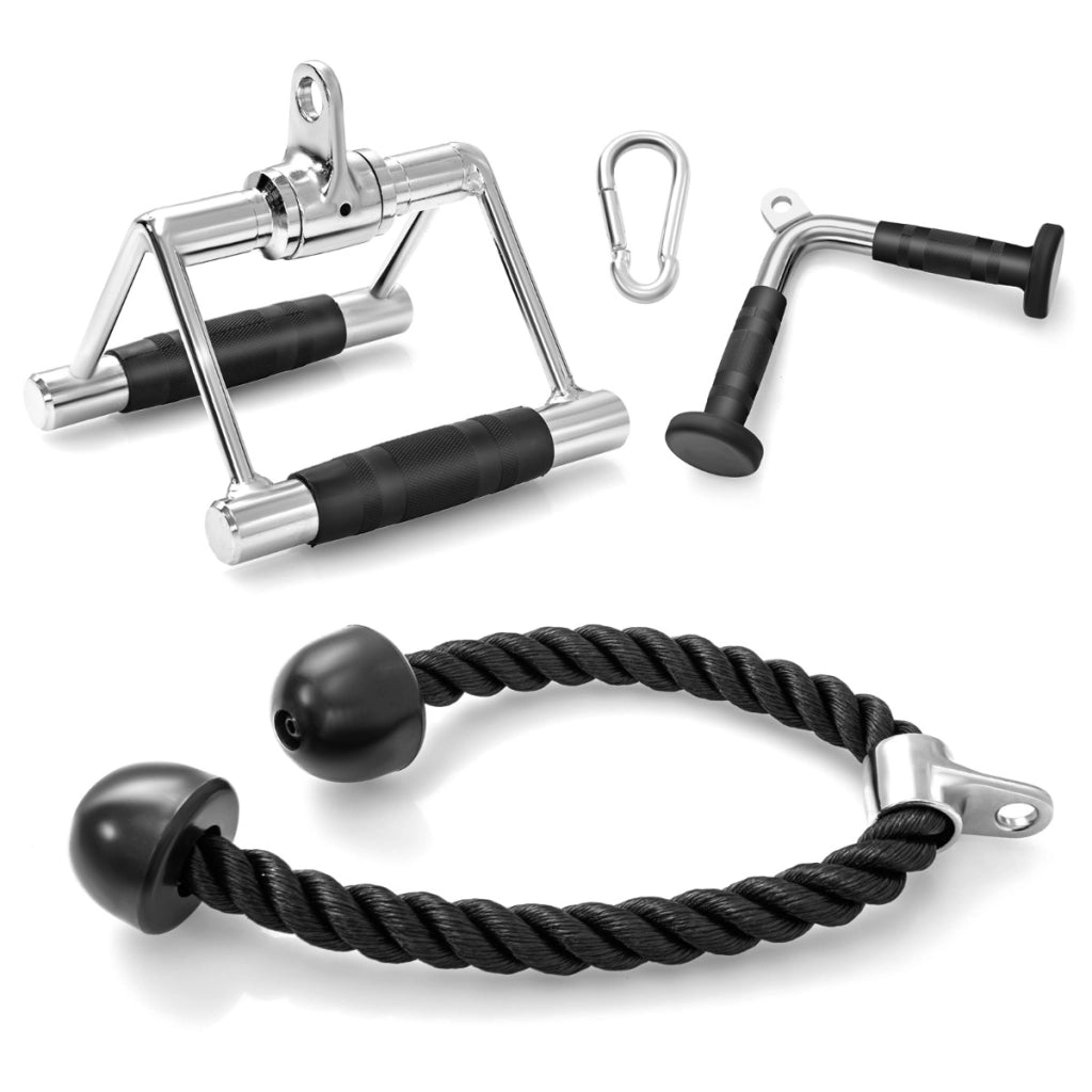 Set di accessori per macchine a cavi da 3 pezzi, Accessori per lat pulldowncon barra a V corda per tricipiti-Allenamento della forza