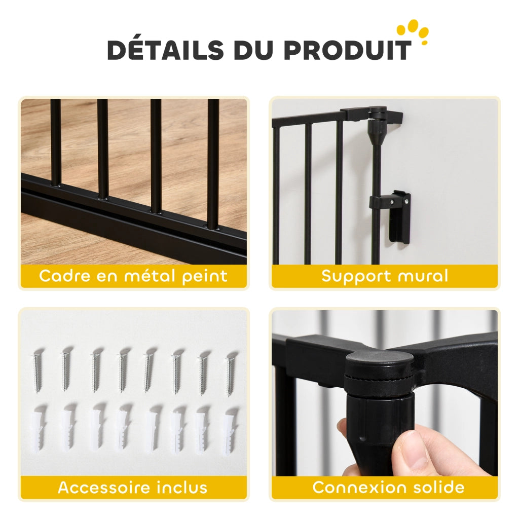 Recinto Sicurezza Cane Modulabile Pieghevole Porta Integrata ¨C Zephmum ¨C Nero Metallo PP 300x74.5cm