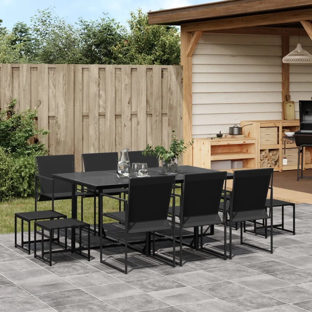 Set da Pranzo da Giardino 11 pz Nero in Textilene 3295129