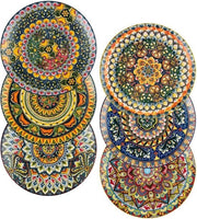 Set di piatti da tavola da 6 - Servizio da tavola in ceramica - Piatti da dessert-salad-frutta-torta da 10" - Magnetron e forno a microonde - Lavastoviglie - Stile bohemien - Set di piatti da tavola