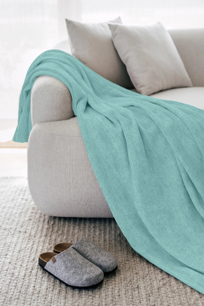 Telo Arredo Tinta Unita Made in Italy in Cotone Panama Grandfoulard Copritutto Azzurro Chiaro - 1 Posto 280x170