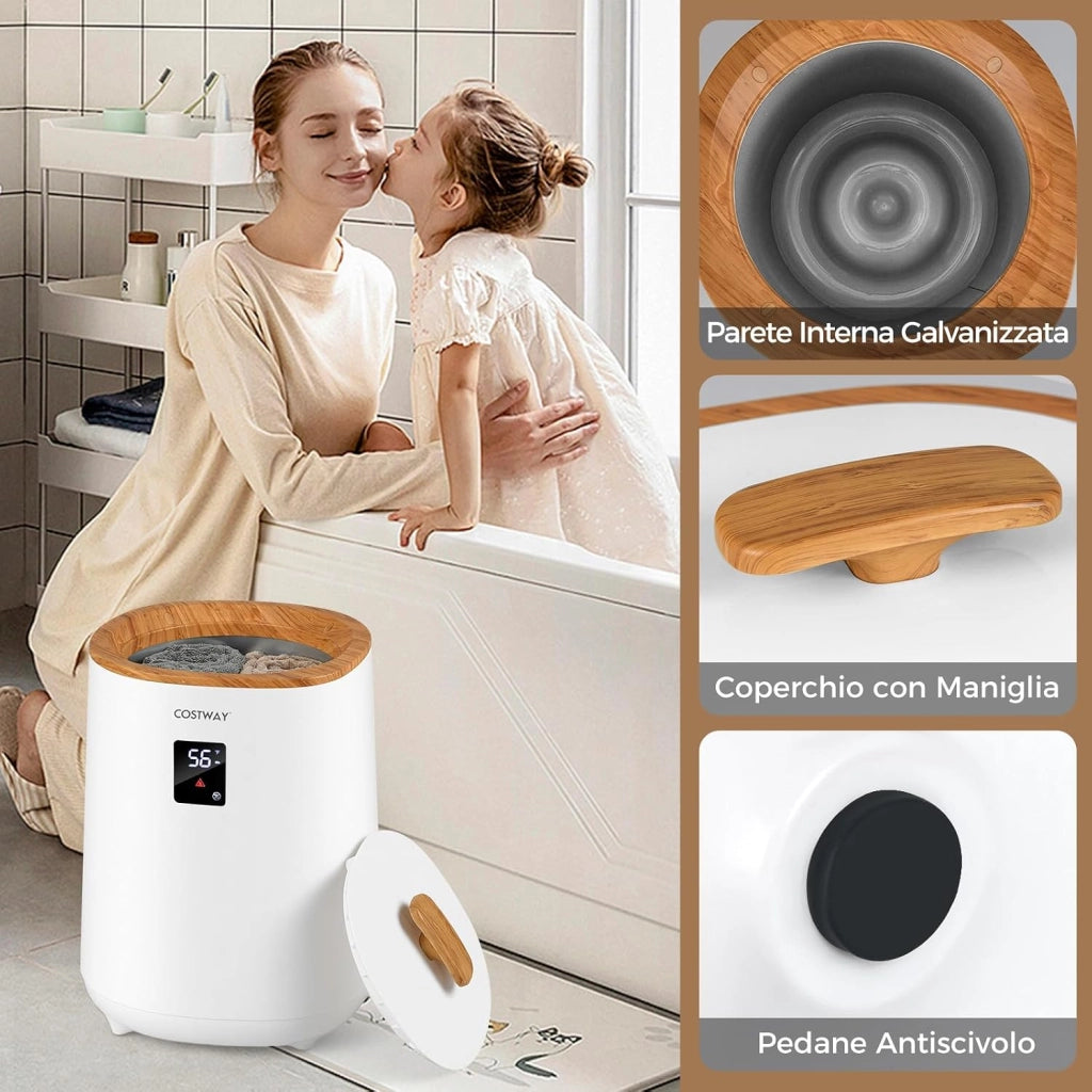 COSTWAY Scalda Asciugamani per Bagno, Scaldabiancheria Grande da 18 L con Schermo LED e Spegnimento Automatico, Secchio Portatile per Asciugamani Caldi per Asciugamani, Accappatoi e Coperte