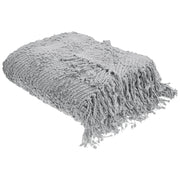 Coperta di cotone intrecciata con nappe grigio 150 x 200 cm morbida classica
