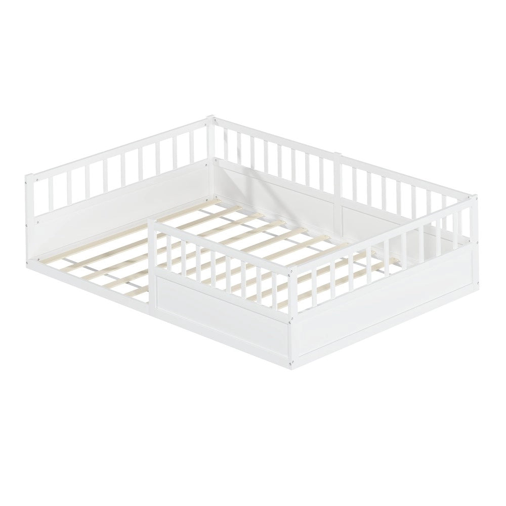 Letto Montessori Singolo con Doghe e Sponda ¨C MINIMAL ¨C Pino Bianco 140x200