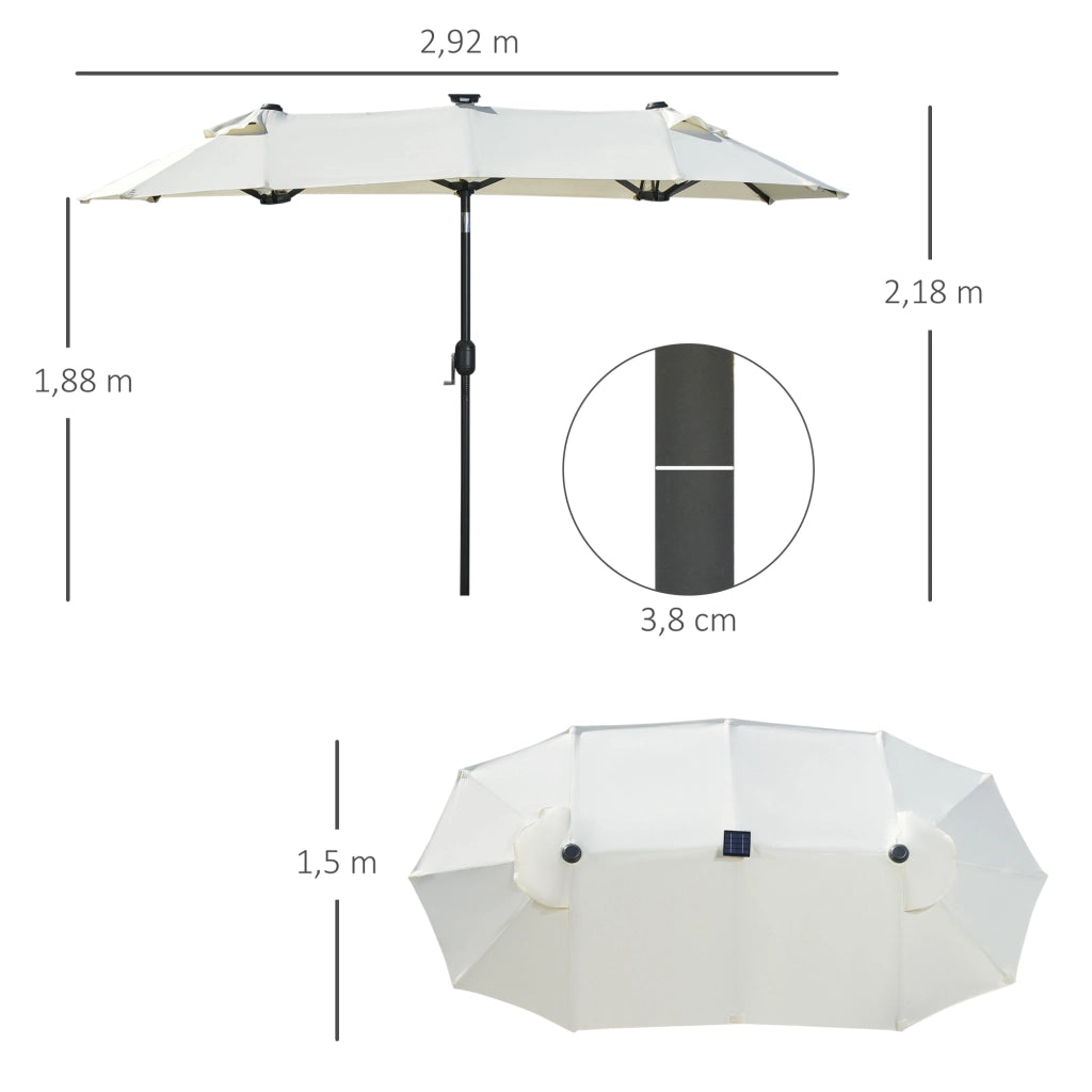 Ombrellone da giardino pieghevole con pannello solare e LED ¨C zephmum ¨C beige 292x150 cm