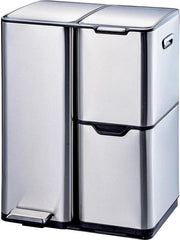 Afvalemmer con pedale - separazione rifiuti - 60 litri - acciaio inossidabile - secchio 46,7x39x71,9cm contenitore rifiuti 60 litri