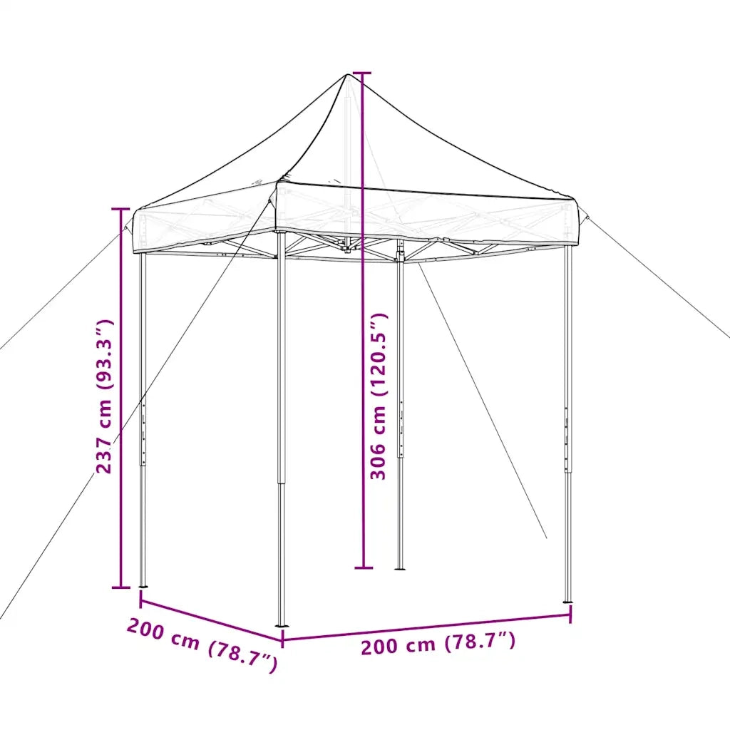 Tenda da Festa Pieghevole Pop-Up Tortora 200x200x306 cm 4004986