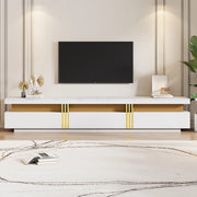 Mobile TV basso moderno effetto marmo, 200 x 40 x 42 cm, per TV fino a 90", 3 cassetti e gestione cavi