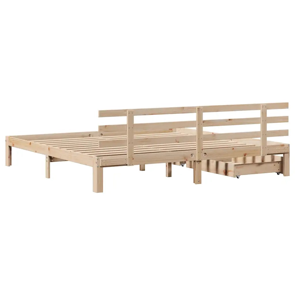vidaXL Giroletto con Cassetti 200x200 cm in Legno Massello di Pino