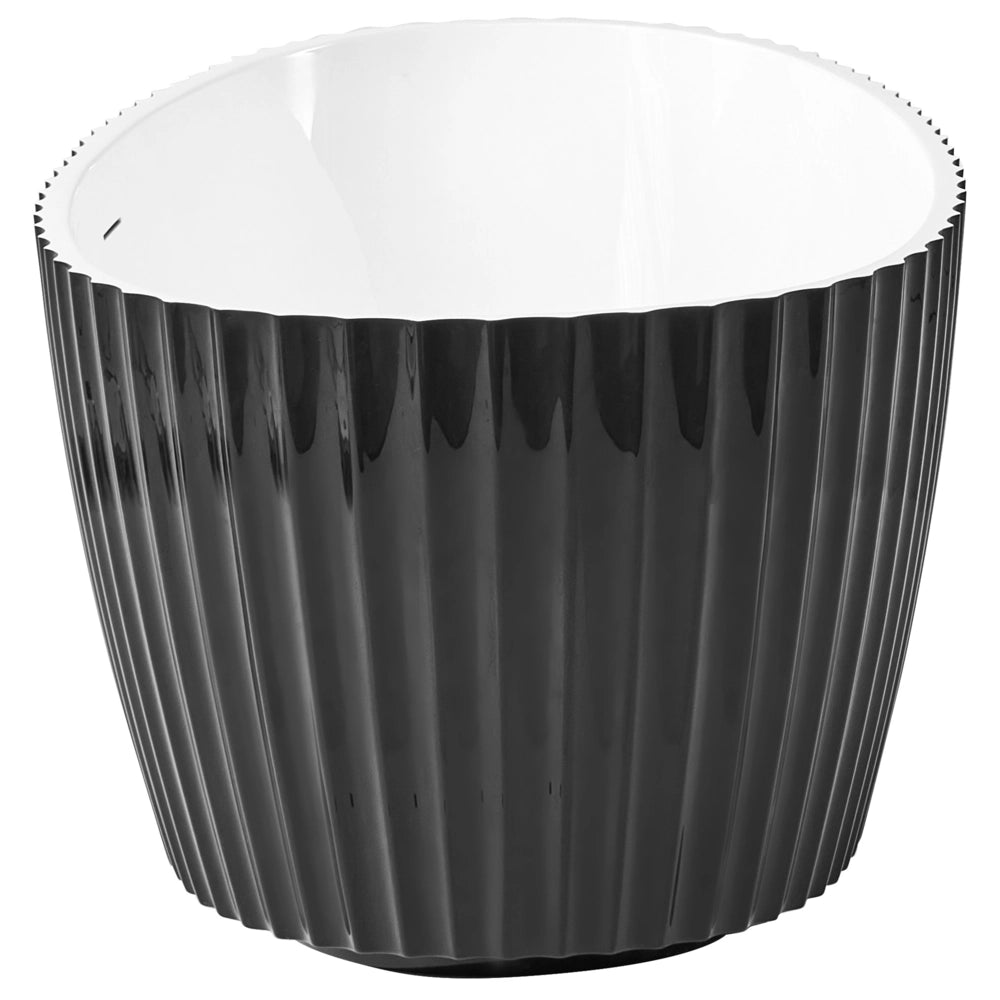 Vasca da bagno ovale moderna freestanding 170 x 78 cm in acrilico finitura scanalata nero lucido da bagno TEFE