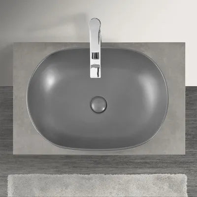 Mensolone bagno 80 cm grigio cemento per lavabo da appoggio Master