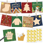 Calendario da decorare per Natale - 2024 - Crea calendari da regalo - Idee per famiglia e amici - Decorazioni con adesivi, clip e filo - Disegno di un albero con foglie