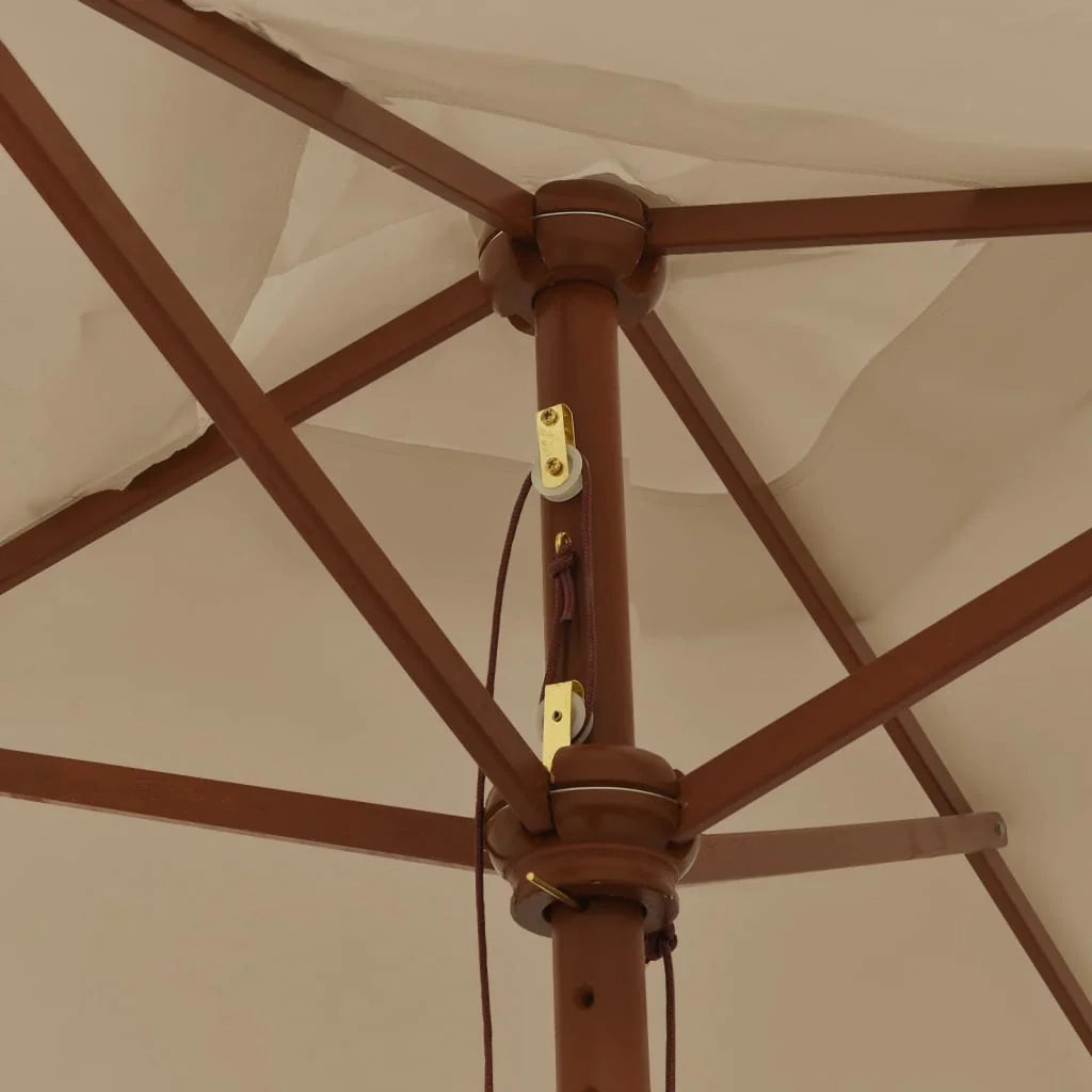 Ombrellone da giardino con palo in legno 198 x 198 x 231 cm tortora 02_0008358