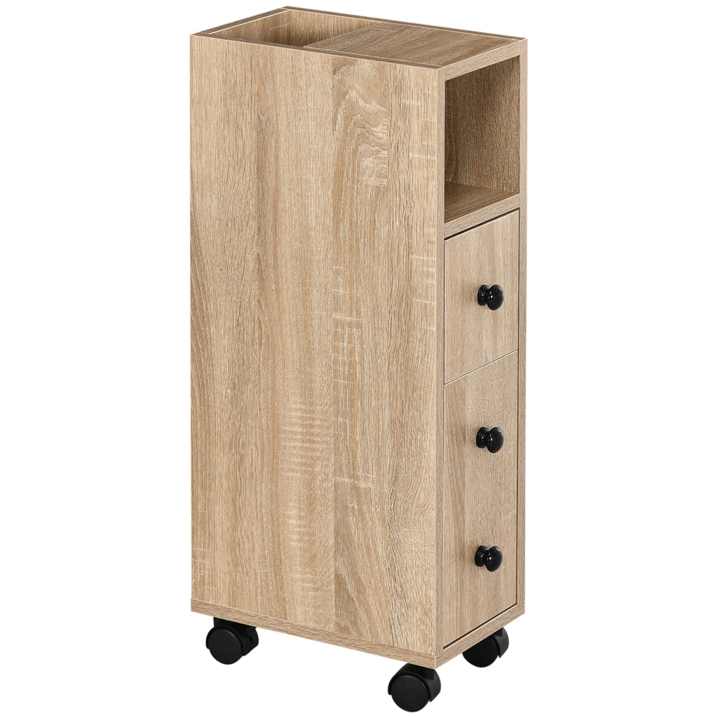 Mobile Bagno con Cassetto e Armadietto ¨C Zephmum ¨C Legno Rovere 18x30x68.5 cm