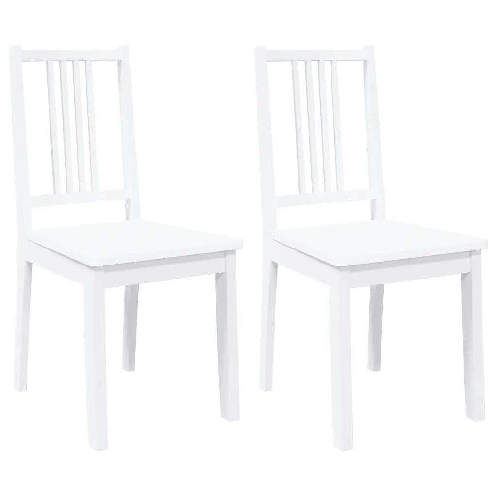 Sedie da Pranzo 2 pz Bianche in Legno Massello di Hevea 4102400