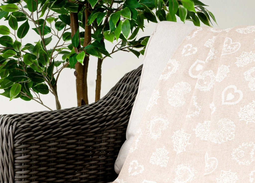 Telo Arredo Granfoulard Copritutto Cotone Made Italy Vari Disegni Arredatutto Copriletto Multiuso - 2 Piazze - Cuore Bianco