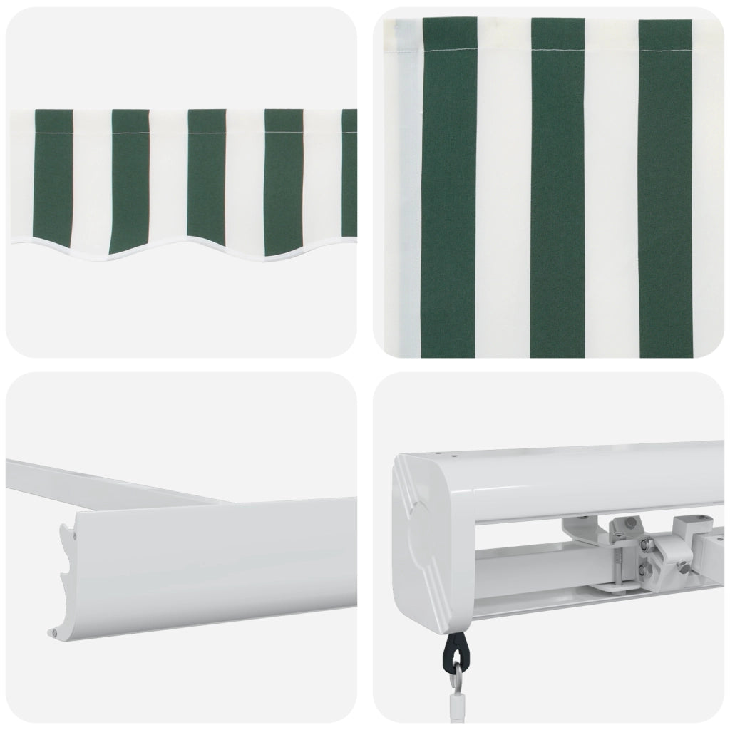 Tenda Retrattile Manuale  Verde e Bianca 350x250 cm