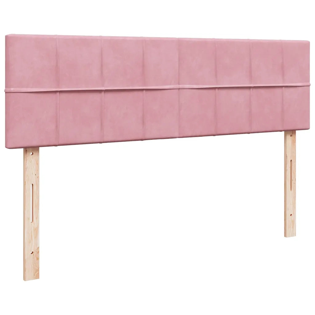 Struttura Letto Pouf con Materasso Rosa 140x200 cm in Velluto 3312631