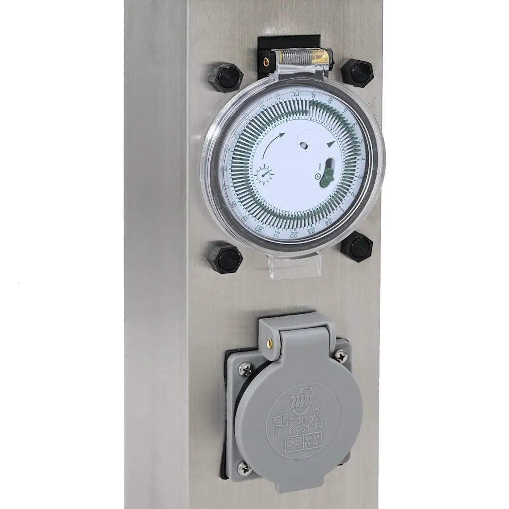 Presa Elettrica da Giardino a Pilastro Acciaio Inox con Timer 41237