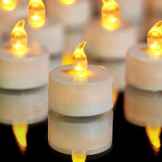 100 pezzi di candele LED calde gialle - luce da tavolo senza fiamma alimentata da batteria CR2032 non profumata