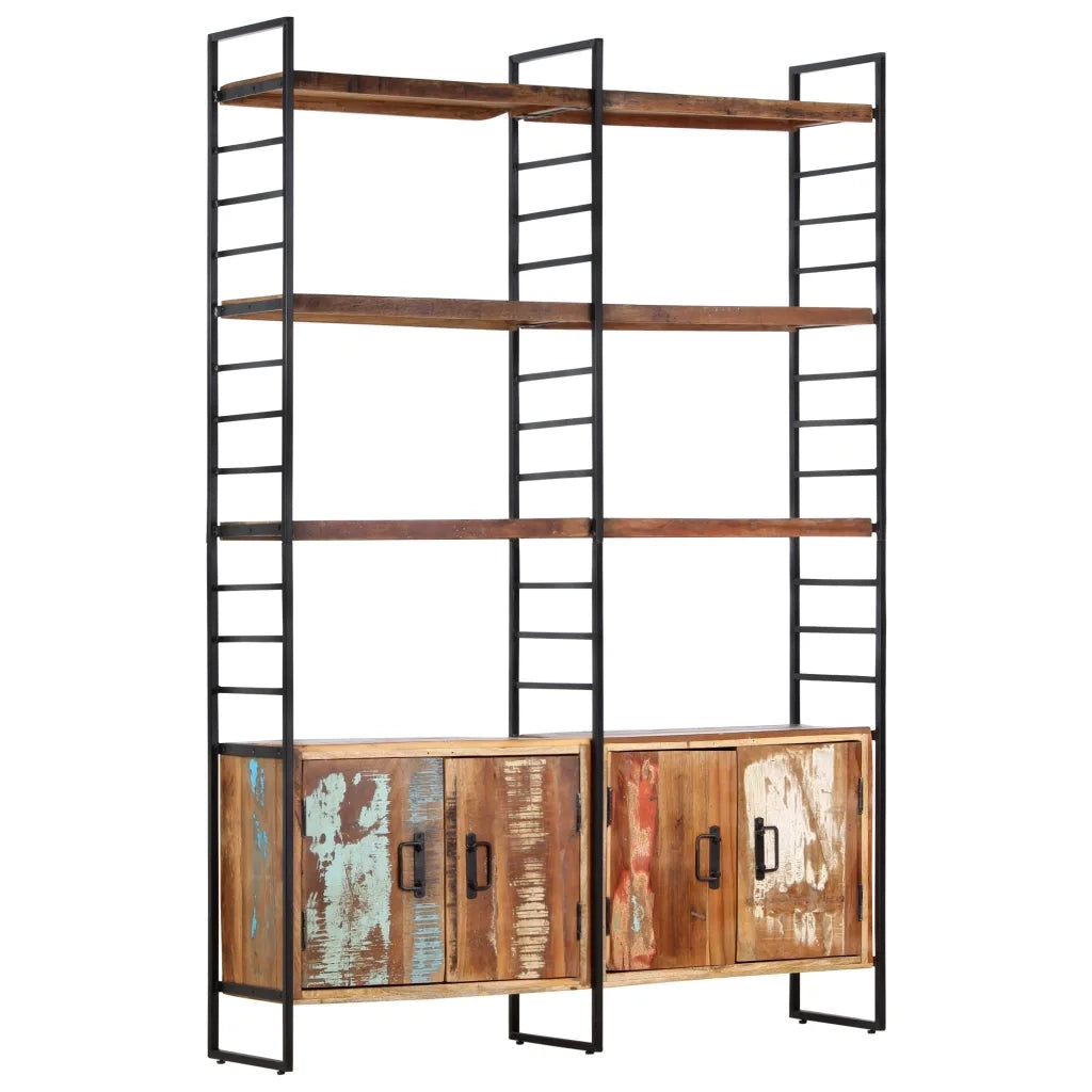 Libreria a 4 Livelli Legno Massello di Recupero 124x30x180 cm  cod mxl 15547