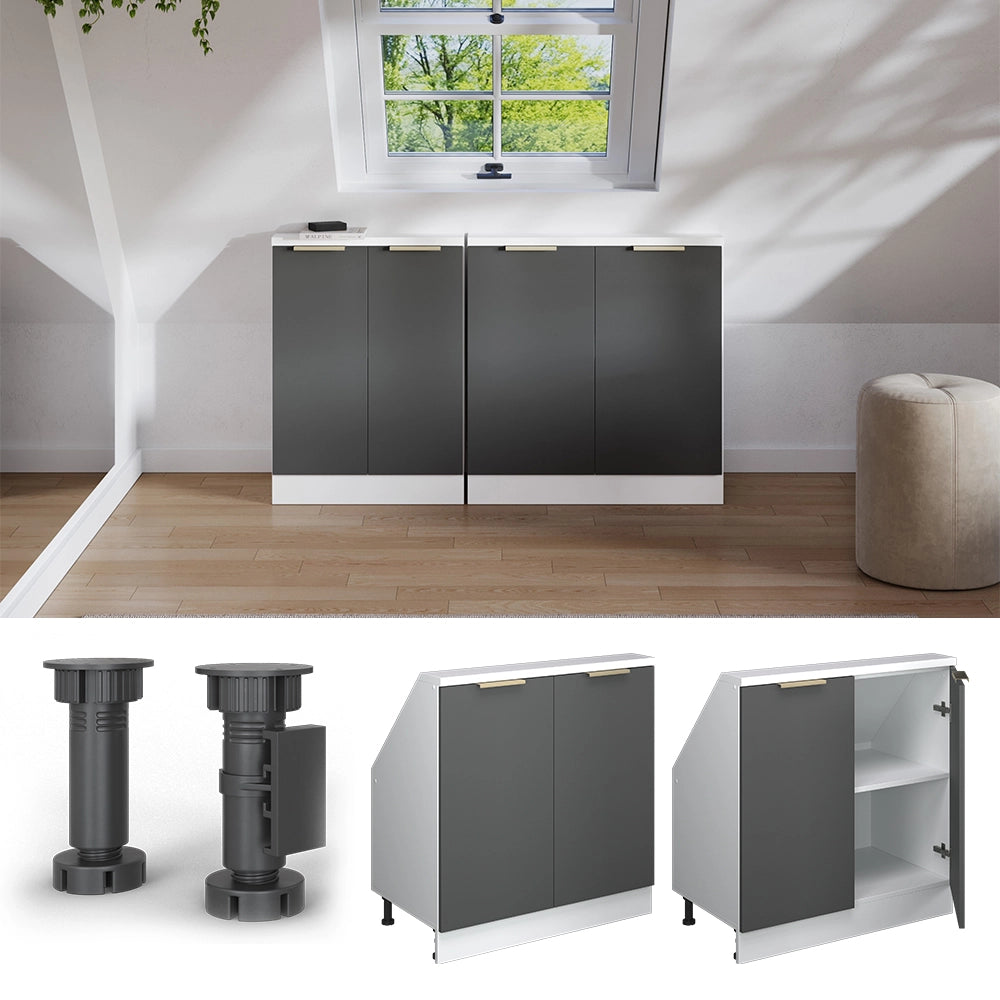 Mobile sottotetto Rion Antracite-oro/Bianco 80 x 83.8 cm con 2 porte Vicco