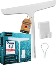 Douchewisser con supporto, douchewisser bianco 28 cm largo, douchewisser in silicone con nucleo in acciaio inossidabile, douchewisser per cabina, douchewisser per acqua, douchewisser per finestra