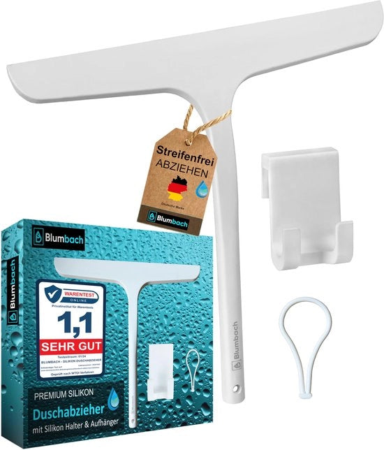 Douchewisser con supporto, douchewisser bianco 28 cm largo, douchewisser in silicone con nucleo in acciaio inossidabile, douchewisser per cabina, douchewisser per acqua, douchewisser per finestra