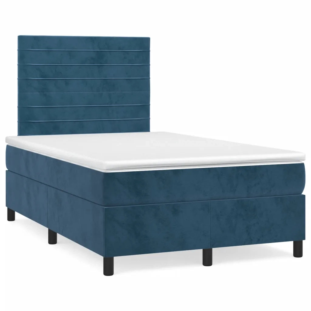 Letto a Molle Materasso e LED Blu Scuro 120x190 cm in Velluto 3270321