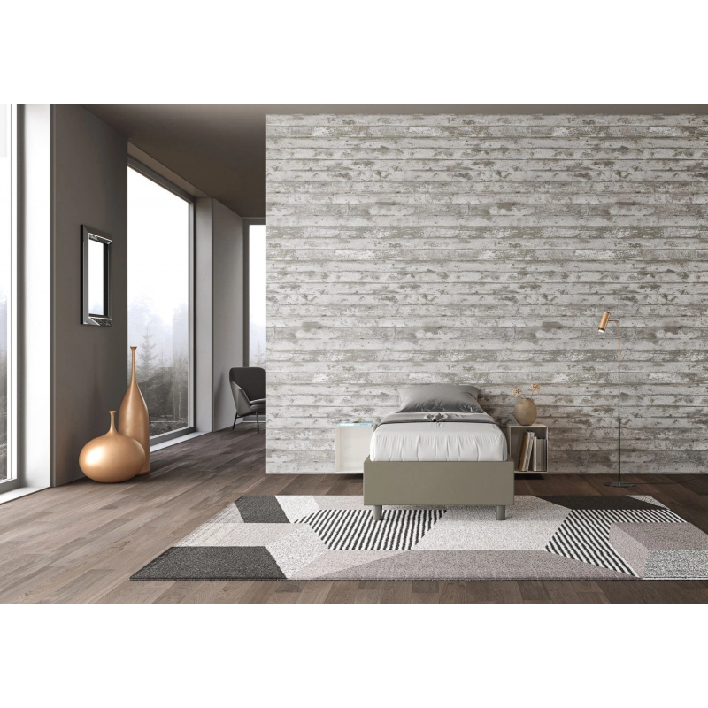 Letto Sommier imbottito Singolo 80x210 cm Azelia - Similpelle,Senza rete,Cappuccino