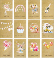 Set di Carte da Invito con Buste e Adesivi - Carte da Invito in Carta Kraft per Compleanni e Natale - 12 Pezzi