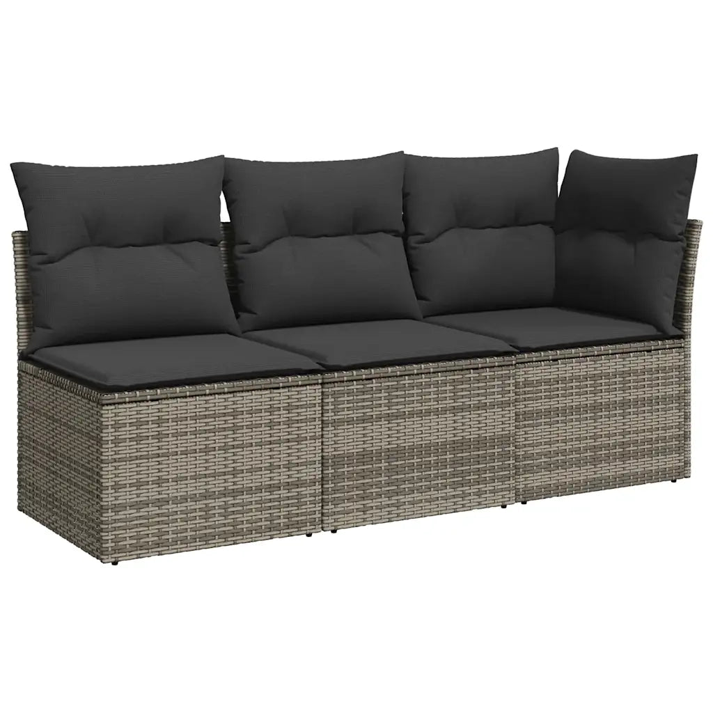 Divano da Giardino con Cuscini 3 Posti Grigio in Polyrattancod mxl 111238