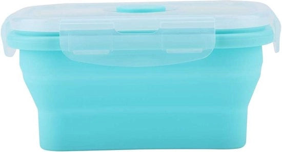 Bento Box in Silicone - Contenitore Opvollabile, Portatile, Resistente al Magnetron - Resiste al Lavaggio a Vapore e al Congelamento - 4 Portate (350ML - Verdura)