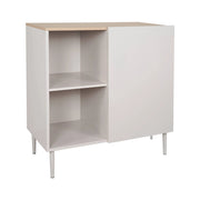 Credenza in metallo e decorazione in legno 1 anta, 80cm, beige