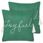 Set di 2 cuscini decorativi Verde 45 x 45 cm Motivo natalizio Nappe Cotone Sfoderabile Soggiorno Camera da letto