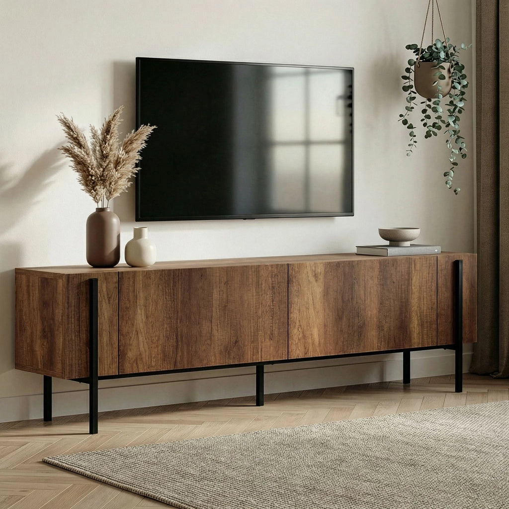 Noga, Mobile Porta tv 2 Ante, 180x30x45h cm Marrone Noce