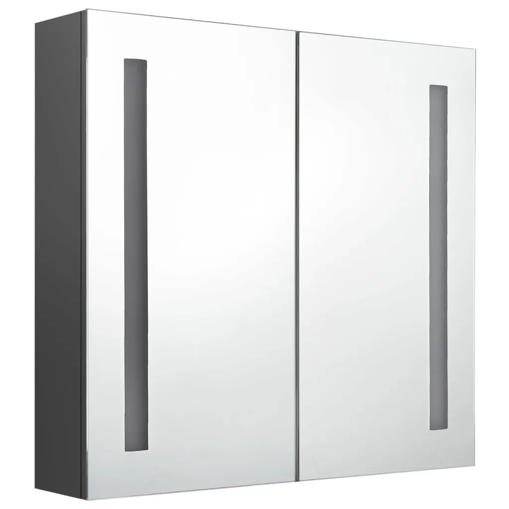 Armadietto Bagno con Specchio e LED-Mobiletto a specchio Grigio 62x14x60 cm