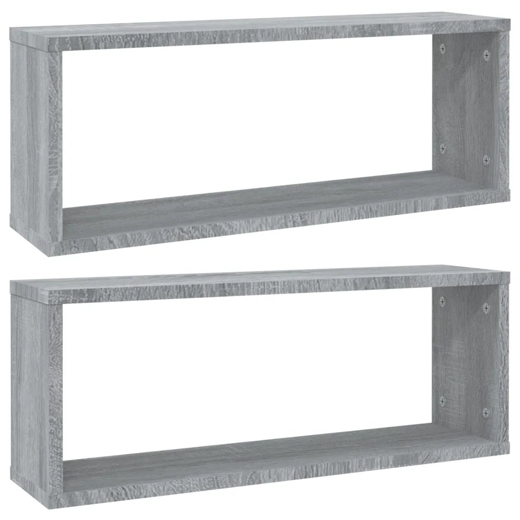 Mensole Cubo Muro 2 pz Grigio Sonoma 60x15x23 Legno Multistrato