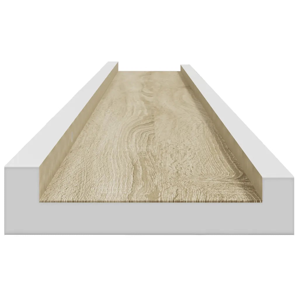 Mensole da Parete 2 pz Bianco e Rovere Sonoma 100x9x3 cm