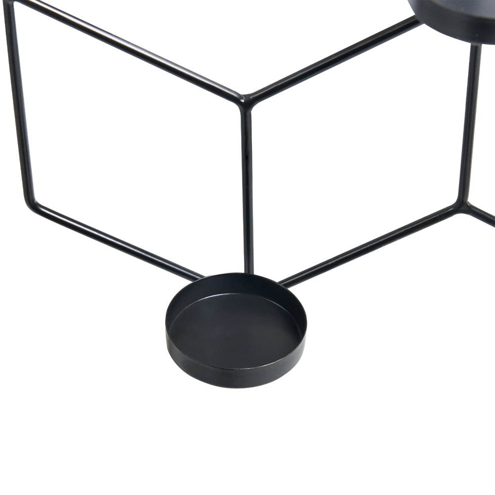 Portacandele da parete in metallo nero 31 cm Moderna decorazione centrotavola