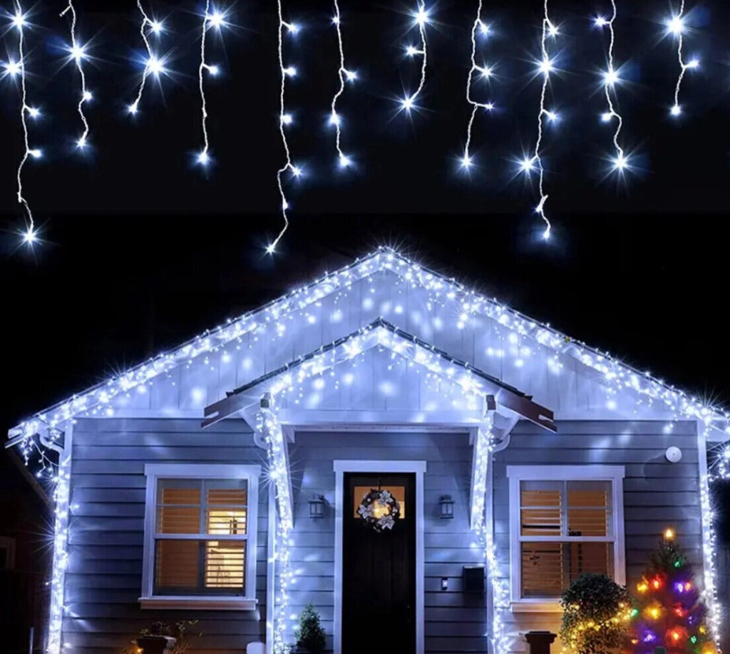 Tenda luminosa con 256 LED a luce bianca fredda e flash intermittenti da Esterno 6 mt prolungabili