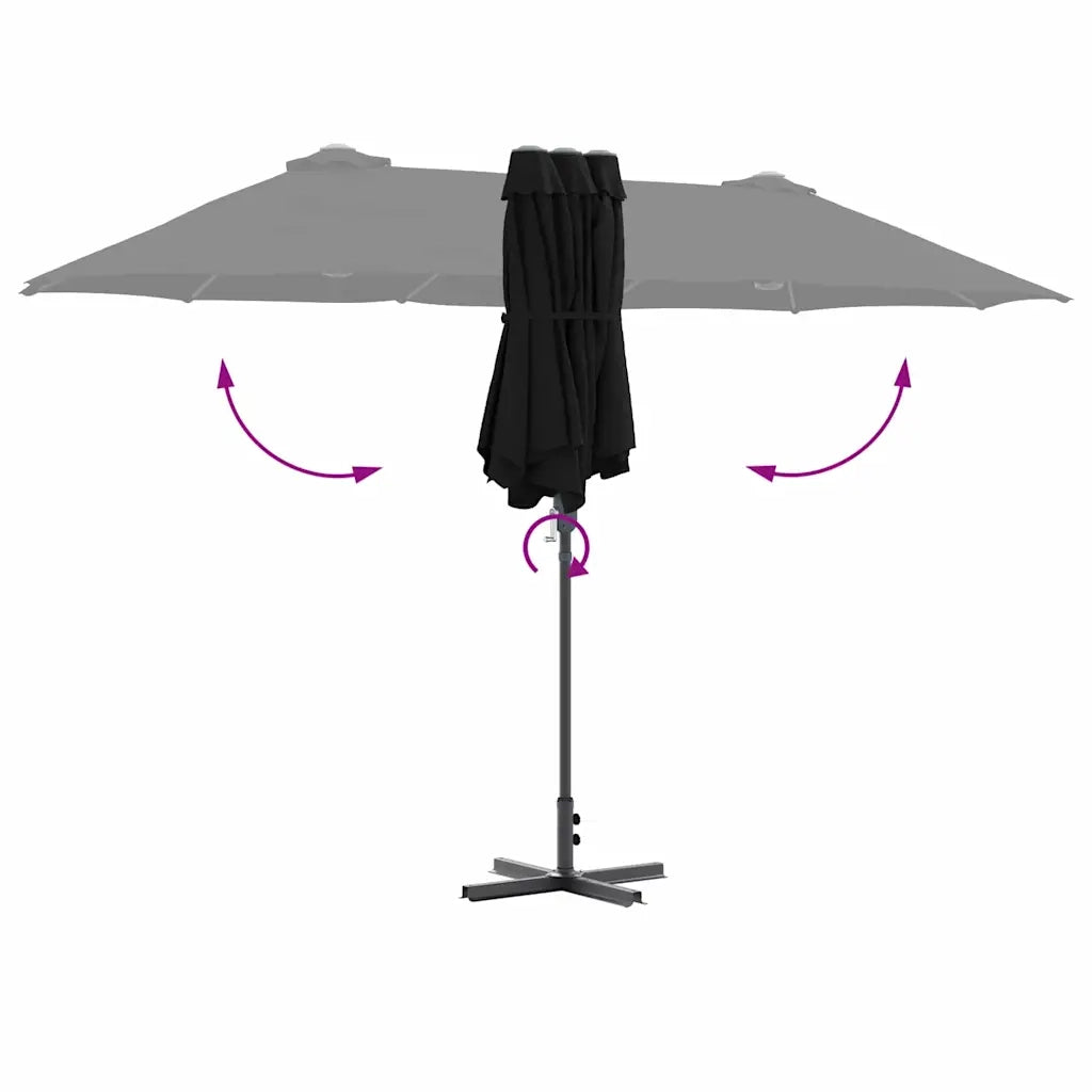 Ombrello da giardino-Ombrellone da spiaggia Nero 370 x 197 x 239 cm