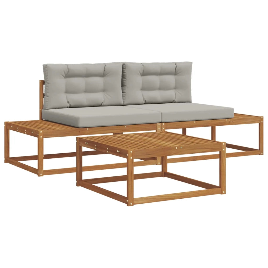 Set di divani da esterno con cuscino Grigio Naturale e Chiaro