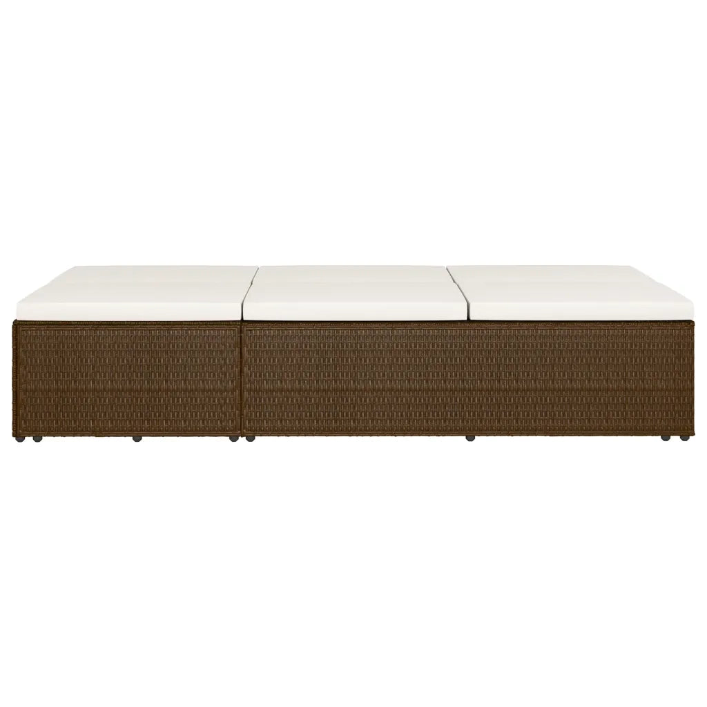 Lettino Prendisole Trasformabile con Cuscino Polyrattan Marrone 46243